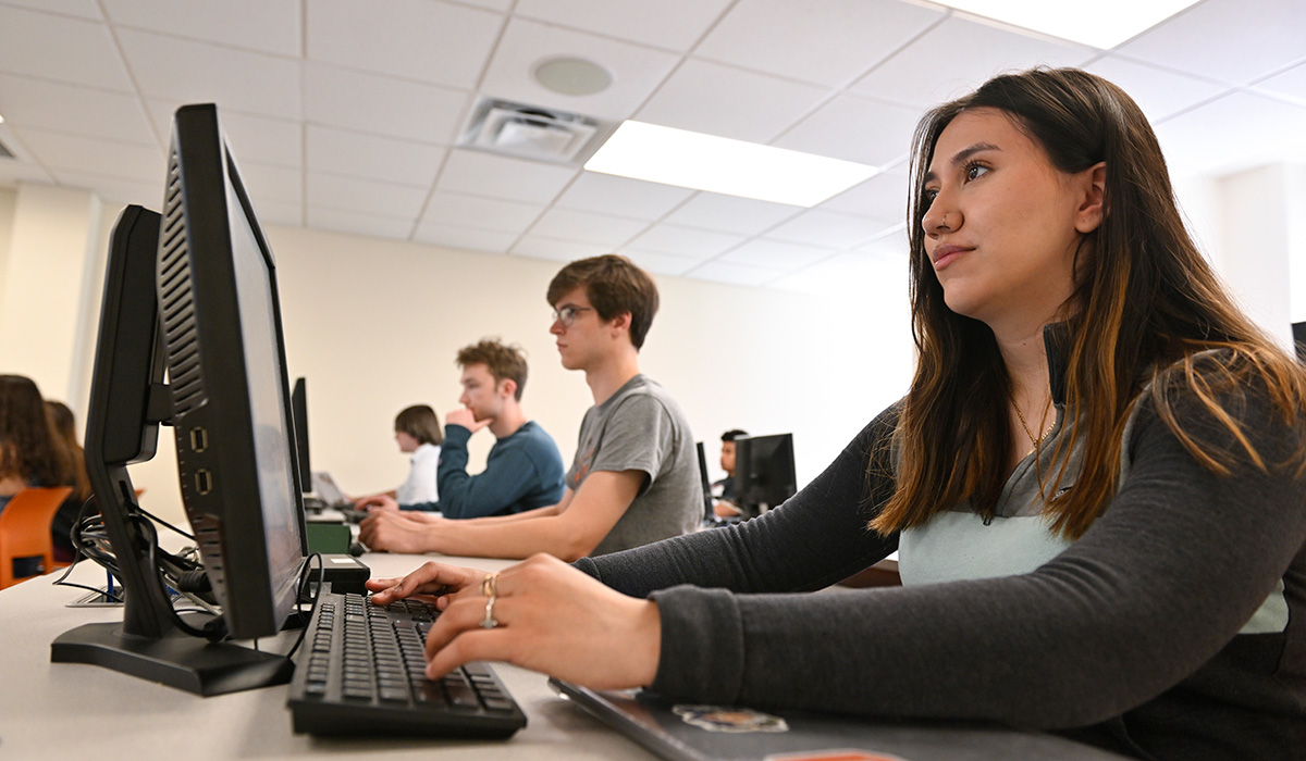 student at computer