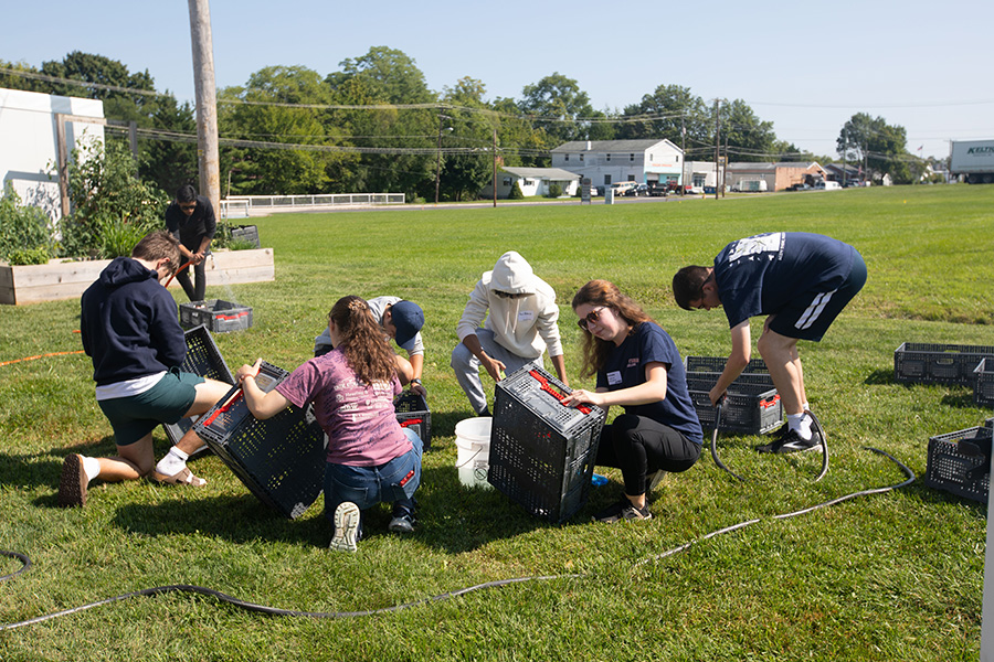 Gettysburg College students working at the SCCAP Food Pantry