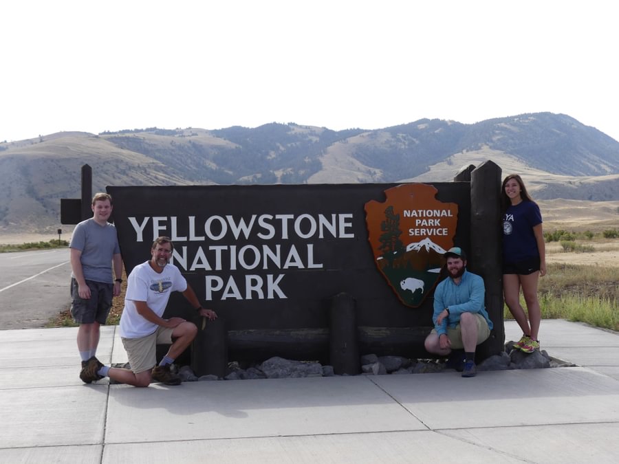Kevin Aughinbaugh &rsquo;18, Randy Wilson, Sam Donnelly &rsquo;17, and Katerina Krohn &rsquo;17 at Yellowstone National Park.